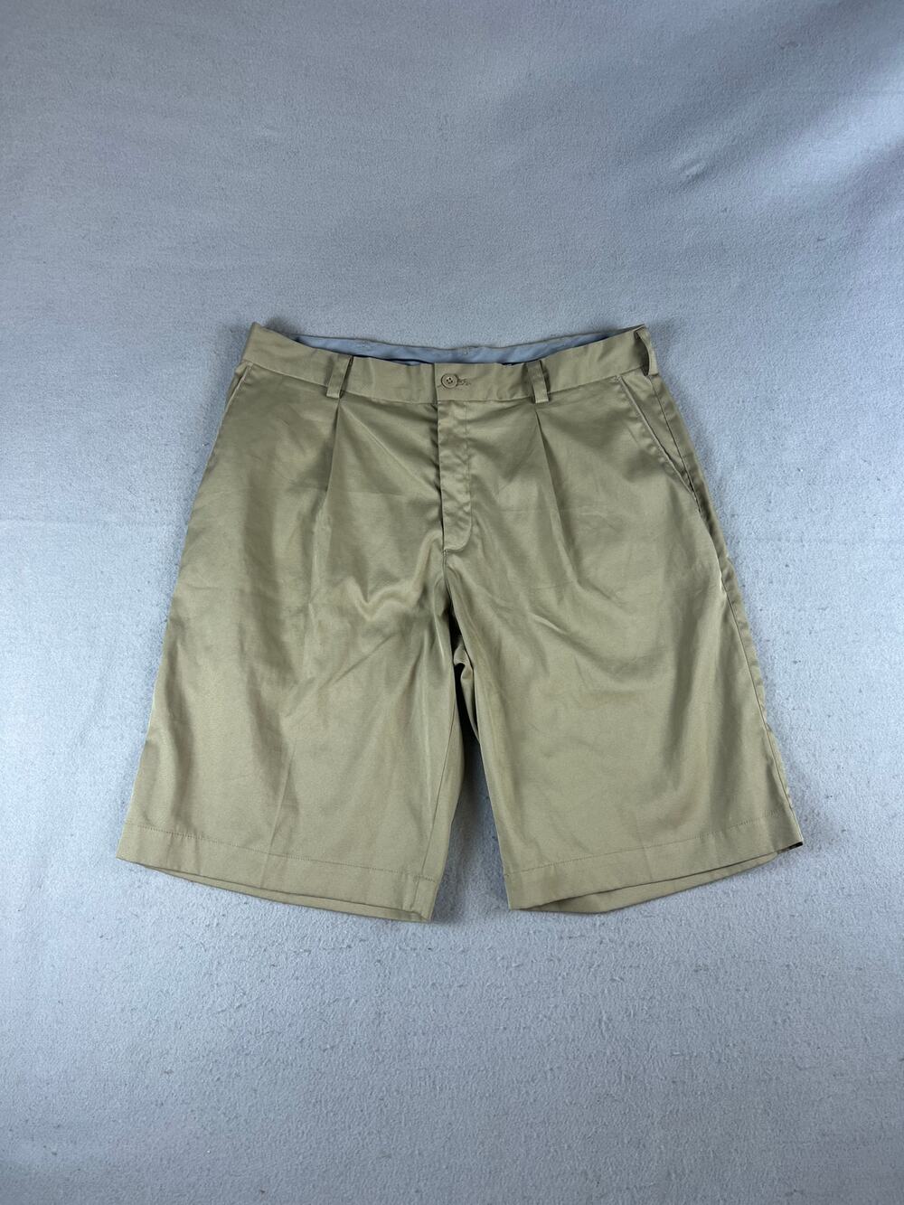 Nike Golf Tour Performance Shorts Mens 32 Khaki Pleated Dri-FIT Classic Sports